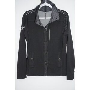 Kuhl Jacket Womens Medium Black Softshell Snap‎ Front Outdoor Hiking Casual